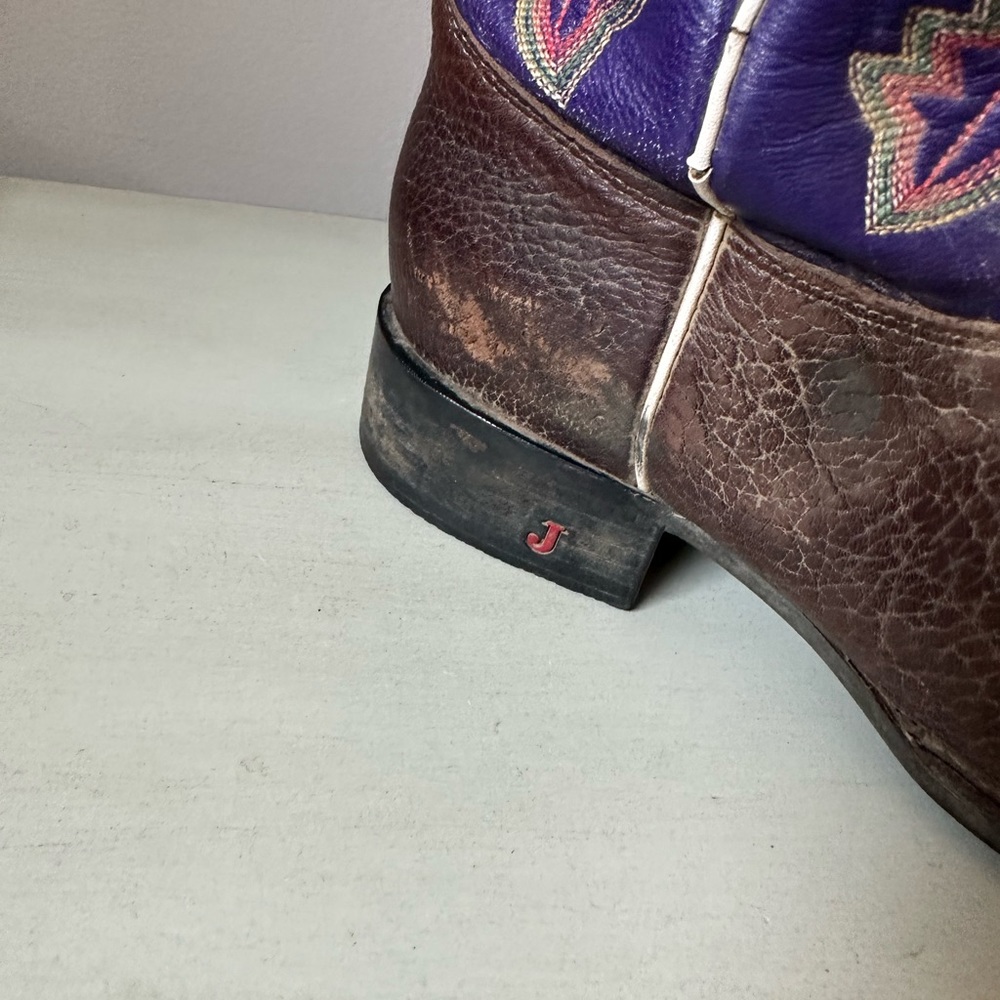 Justin Boots Purple and Brown Women's Cowboy Boots - Picture 3 of 16